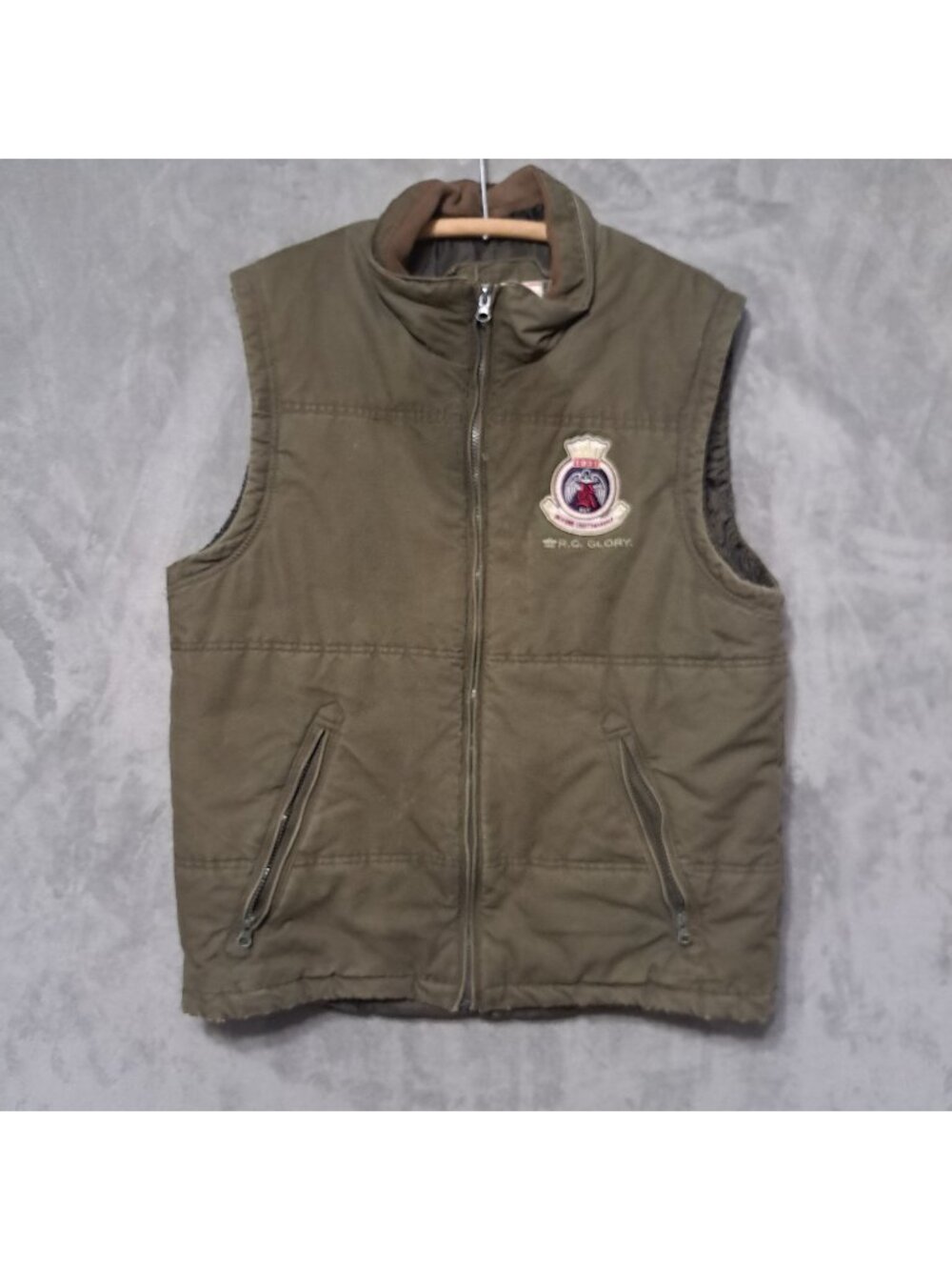 Red Camel LARGE Green Full Zip Vest Sleeveless Lined Pockets Zip Closure Style